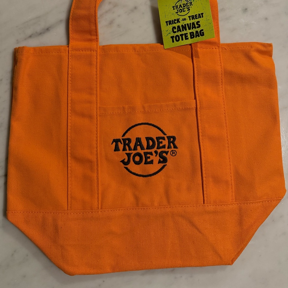 Trader Joe's Pumpkin-Orange Canvas Tote Bag
